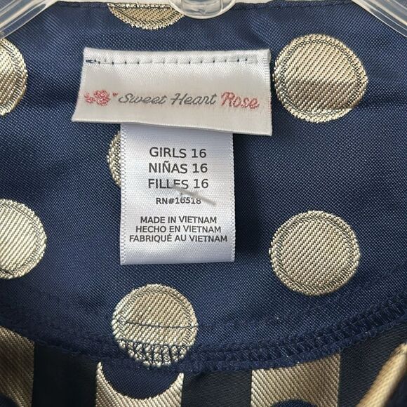 SWEET HEART ROSE NAVY & GOLD MATCHING COAT & DRESS - Picture 4 of 12